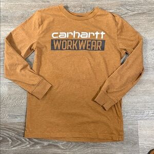 Carhartt Kids 10-12 Tan Long Sleeve Tee. Cotton poly blend. Great condition